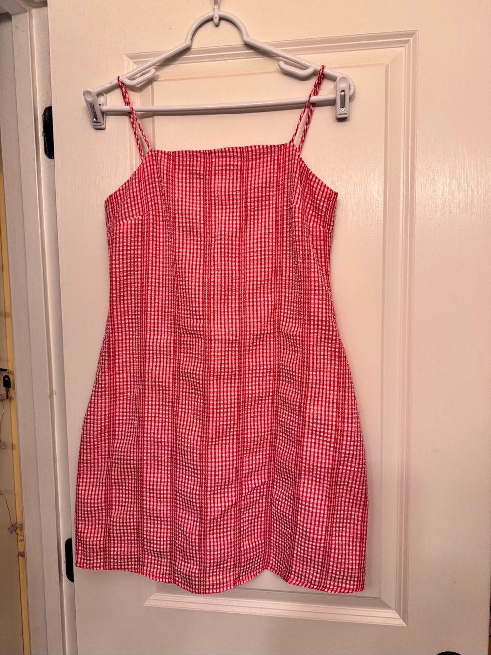 miami Red Gingham Mini Dress with Braided Straps